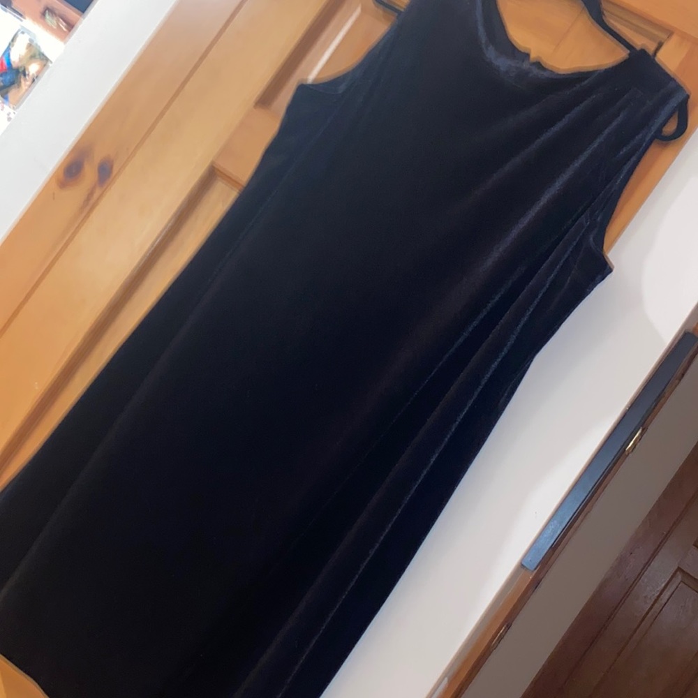 Black Velvet Dress Victor Costa Vintage Sleeveless Shift Size 1X